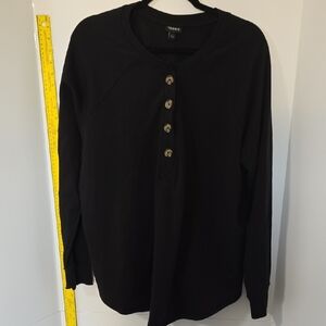 Torrid Black Size 16 Long Sleeve Henley Sweatshirt